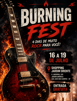 Burning Fest leva quatro dias de rock ao Shopping Jardim Oriente com entrada gratuita