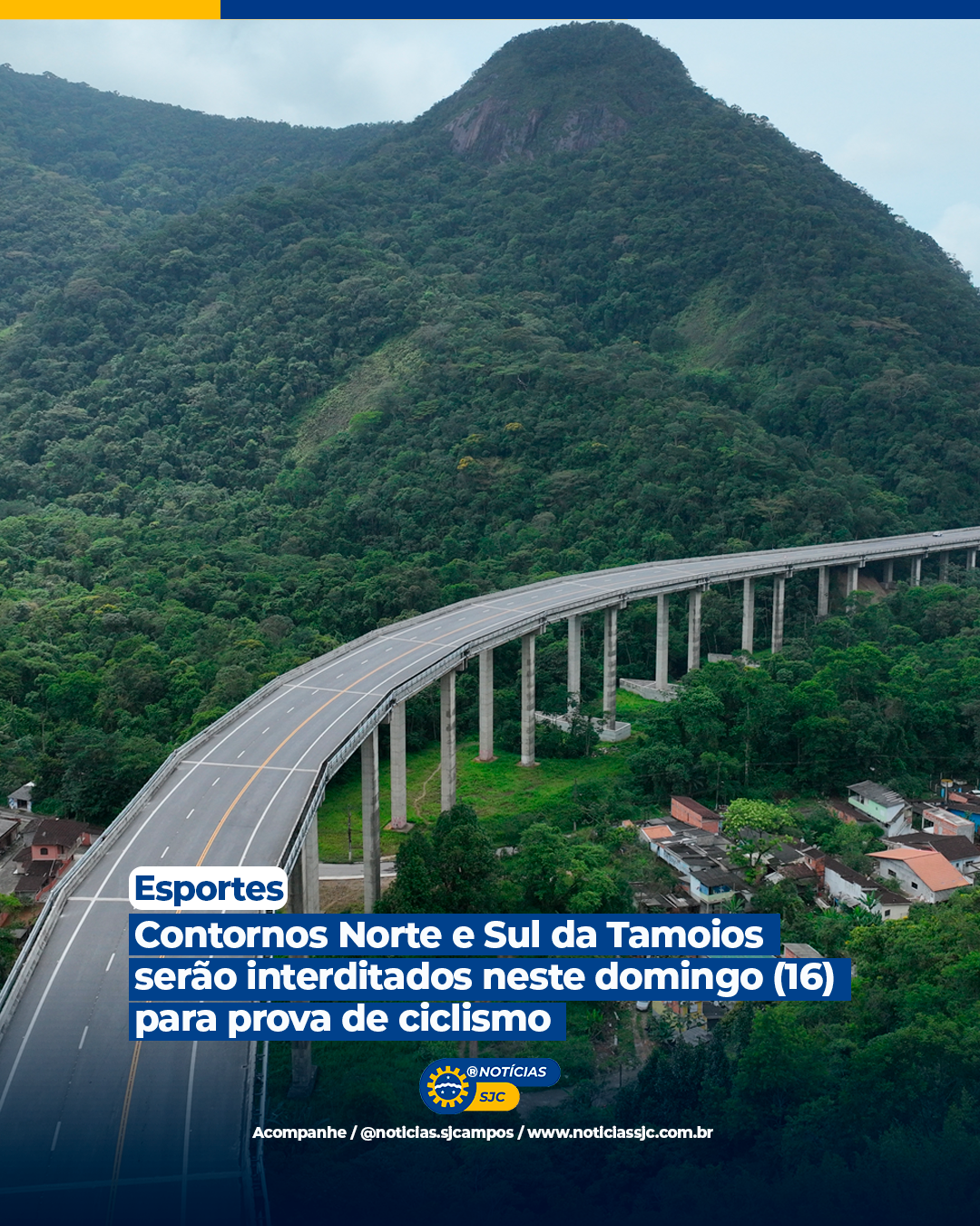 Contornos Norte e Sul da Tamoios serão interditados neste domingo para prova de ciclismo