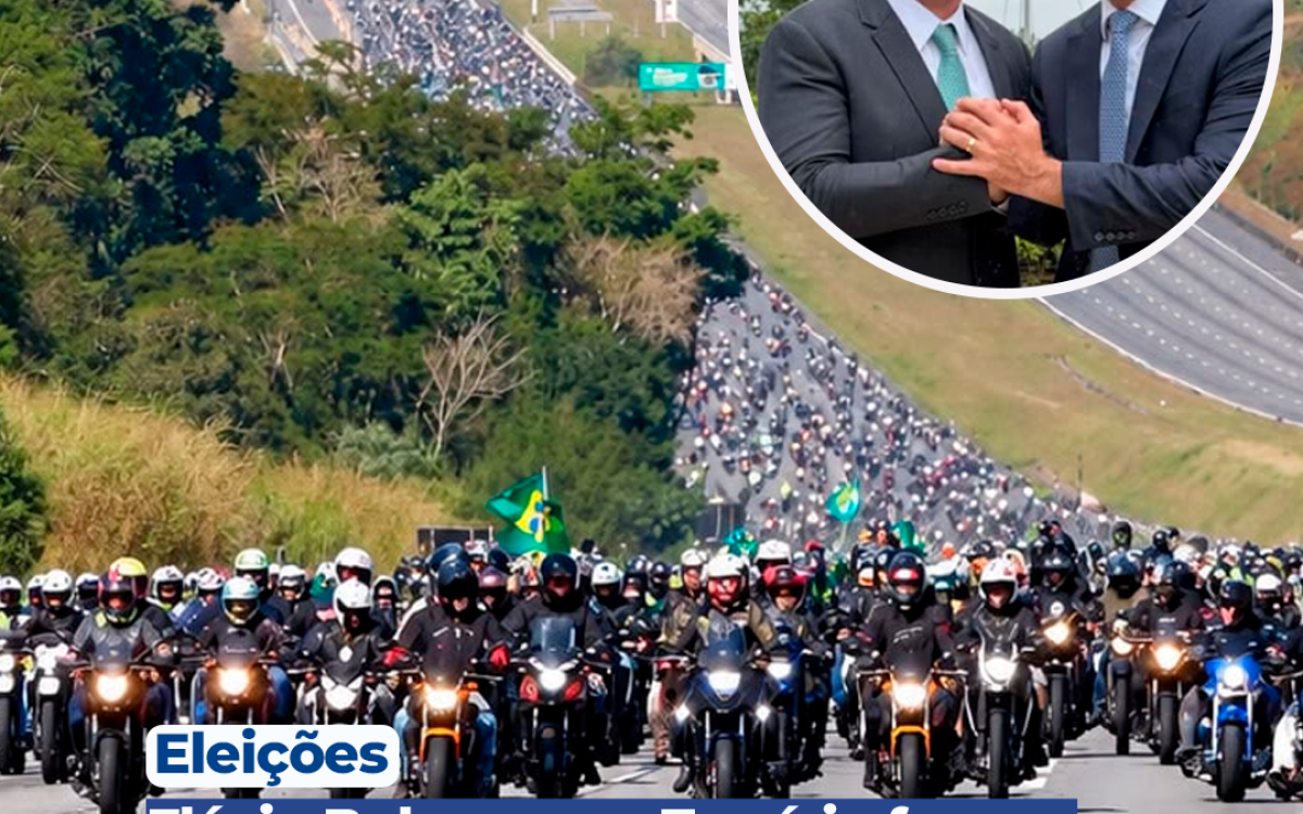 Flávio Bolsonaro e Tarcísio fazem motociata em São José dos Campos no dia 12